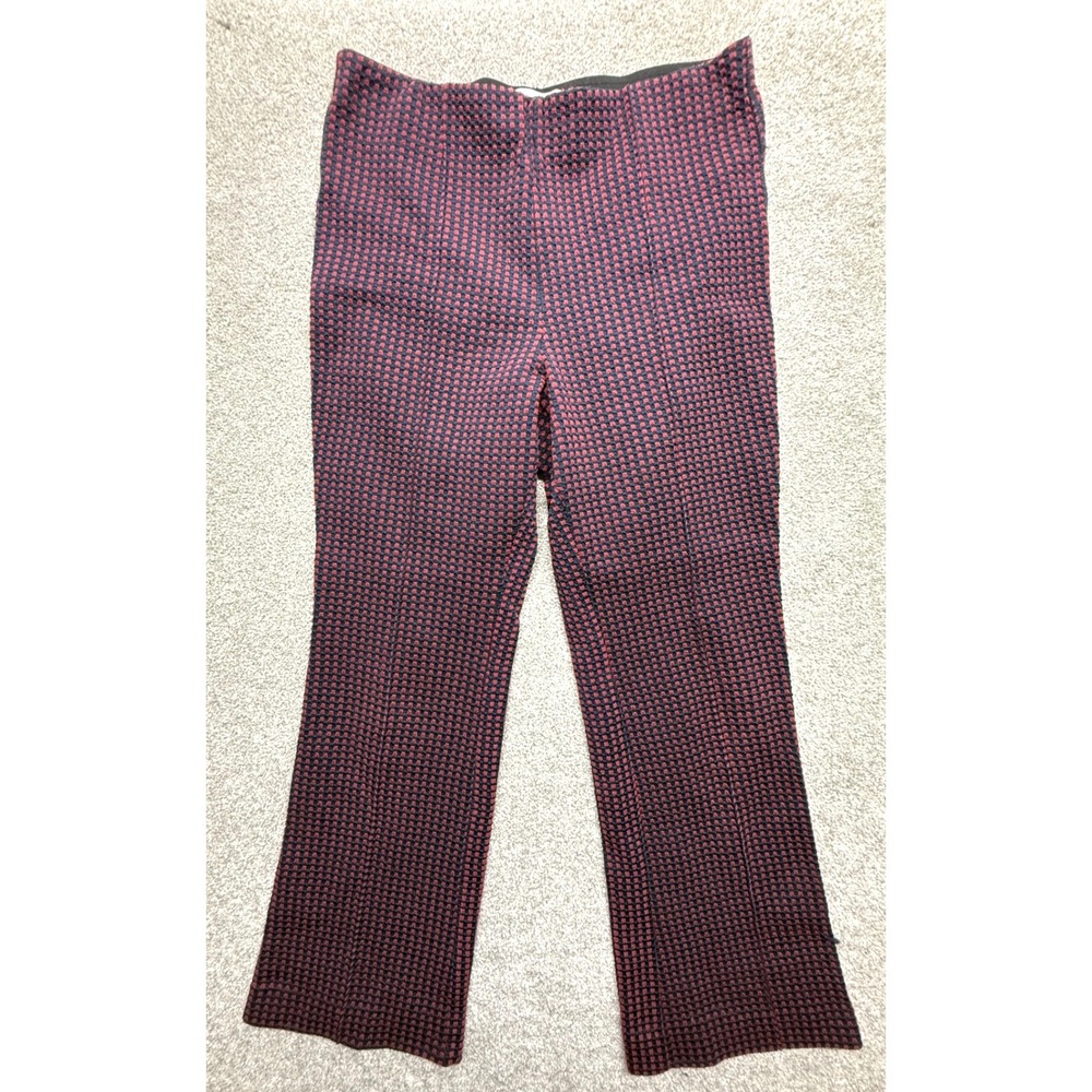 Anthropologie Essential Crop Flare Pants Burgundy‎ Black Geometric Print Size S